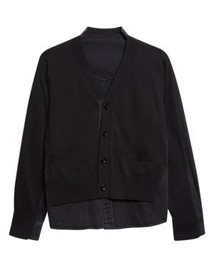 Sacai Cardigan Front Denim Shirt - Black