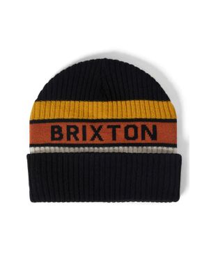 Brixton Rainier Stripe Logo Beanie - Black