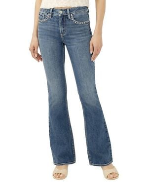 Silver Jeans Co. Avery Embellished Curvy Bootcut Jeans - Blue