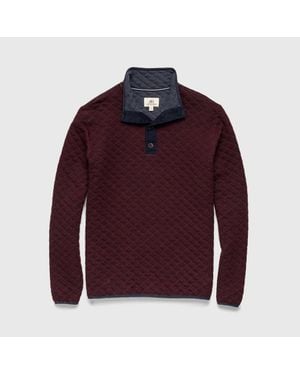 Surfside Supply Ken Quilted Button Mock Neck Sweater - Red