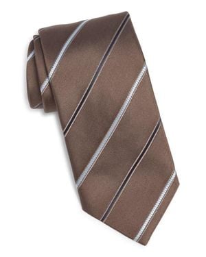 Canali Stripe Silk Tie - Brown