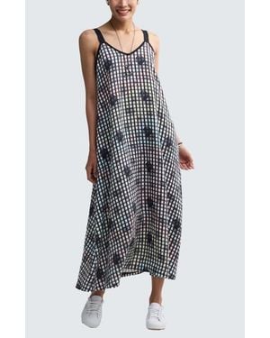 Luukaa Nerida Neon Print Linen Maxi Dress - Gray