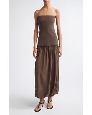 St. Agni Strapless Balloon Hem Dress - Brown