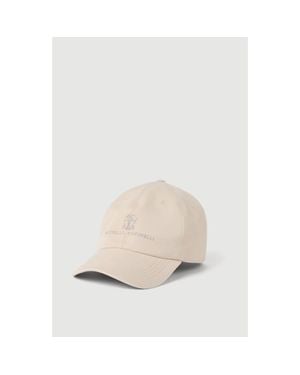Brunello Cucinelli Garment-Dyed Twisted Cotton Gabardine Baseball Cap With Embroidered Logo - White
