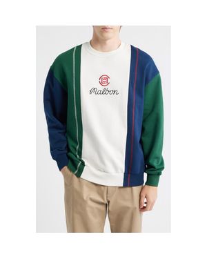 Malbon Golf Clot Colorblock Cotton Graphic Sweatshirt - Blue