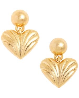 Madewell Carved Heart Drop Stud Earrings - Metallic