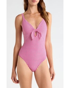 Robin Piccone Brigitte Gingham One-Piece Swimsuit - Pink
