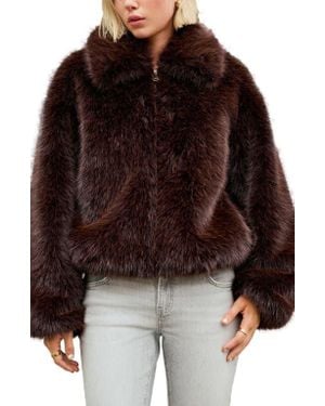 Next Faux Fur Zip Jacket - Brown
