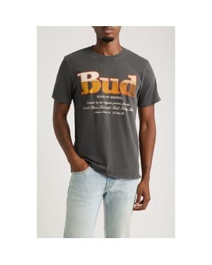 Junk Food Bud King Of Beer Cotton Graphic T-Shirt - Gray