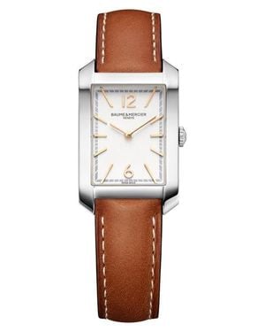 Baume & Mercier Hampton 10472 Automatic Leather Strap Watch, 35Mm - White
