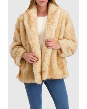 Lyla Grant Fur-Free Fox (Faux Fur) Jacket, Shawl Collar - Blue