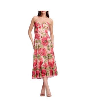 Dress the Population Carina Floral Embroidered Strapless Cocktail Dress