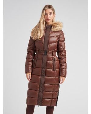 Jacket Diamond Belted Extra Long Down Coat - Brown