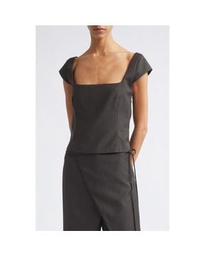 St. Agni Wool Blend Cap Sleeve Top - Black