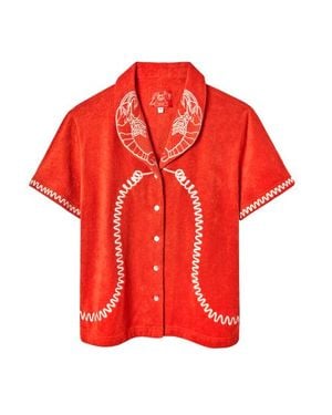 Tombolo 'Lobster Landline' Cabana Crop Cut - Red