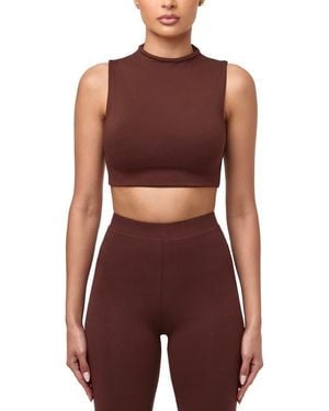 Naked Wardrobe Mock Neck Crop Tank - Red