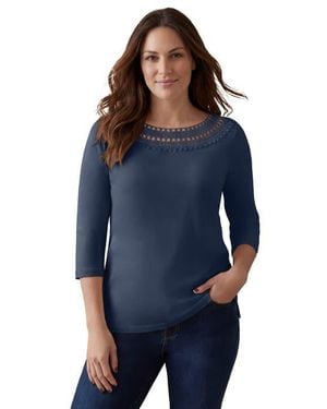 Jessica London Crochet Trim Boatneck Tunic - Blue