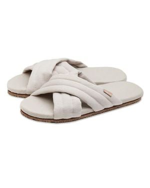 feel good Quilted Cross-Strap Slipper House Shoes - White