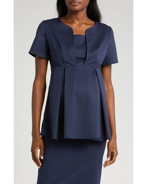 Marion Short Sleeve Suit Materinty Top - Blue