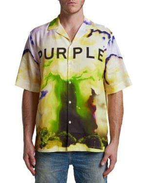Purple Brand Lyocell Graphic Camp Shirt - Green