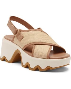 Sorel Kinetic Aura Slingback Platform Sandal - Natural