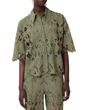 AllSaints Charli Embroidered Button-Up Shirt - Green