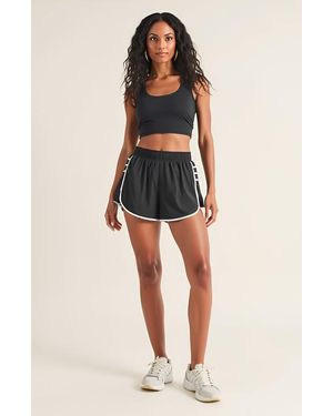 Modenaire Athletic Pleated Contrast-Trim Stretch-Waistband Running Shorts - Black
