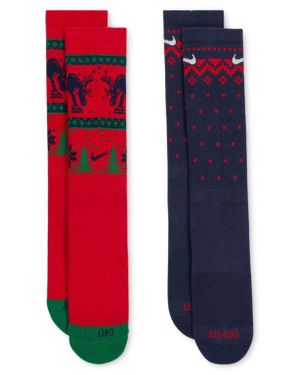 Nike Dri-Fit Assorted 2-Pack Crew Socks - Red