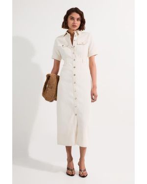 Karen Millen Denim Midi Shirt Dress - Natural