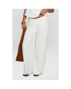 Princess Polly Moon Tie Waist Linen Blend Pants - White