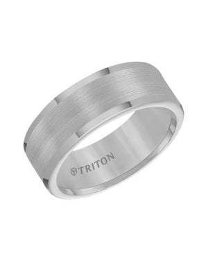 Triton 8Mm Tungsten Carbide Ring With Satin Finish Flat Center And Round Edge - Gray