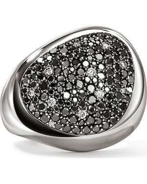 John Hardy Pebble Ring, Sterling, Sand Diamond Pavé - Metallic