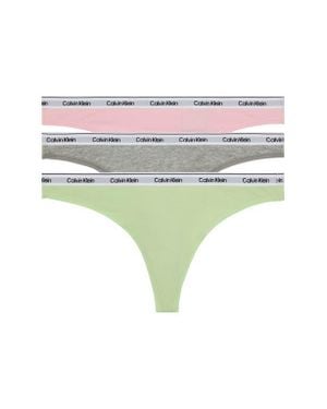 Calvin Klein 3-Pack Cotton Thongs - Green