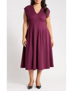 Nordstrom Seamed Ponte V-Neck Dress - Purple