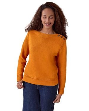 Celtic & Co. Button Detail Gansey Sweater - Orange