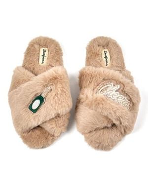 Dearfoams Fur Slide Slippers - Natural