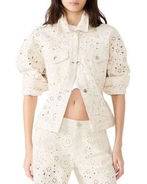 Steve Madden Henrietta Embroidered Eyelet Cotton Jacket - Natural