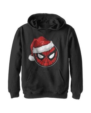 Marvel Boy's Christmas Spider- Santa Hat Pull Over Hoodie - Gray