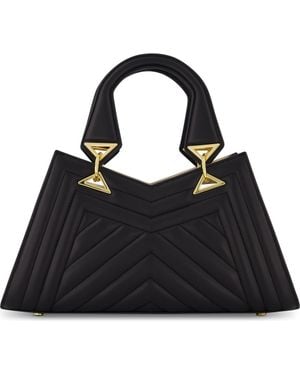 Mac Duggal Quilted Napa Leather Angular Handbag - Black