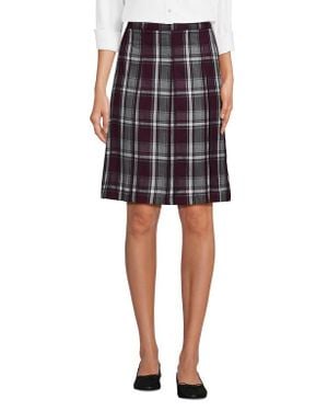 Lands' End School Uniform Young Plaid Box Pleat Skirt Top Of The Knee - Black
