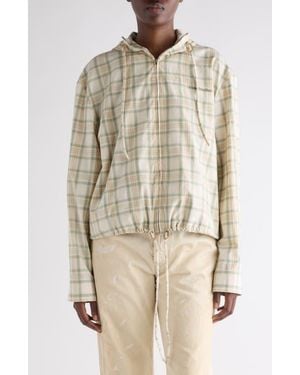Acne Studios Check Organic Cotton Hooded Jacket - Natural