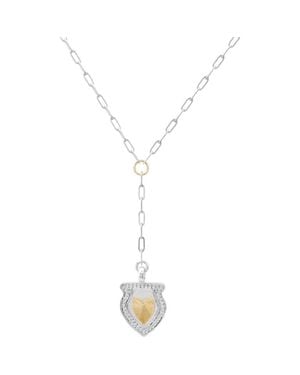 Elliot Young Two Tone 14K & Sterling Heart Shield Y Necklace - Metallic