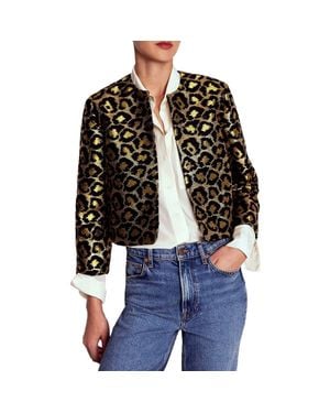 Boden Metallic Leopard Crop Jacket - Black