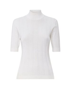 Callas Milano Jordyn Short Sleeve Mockneck Sweater - White