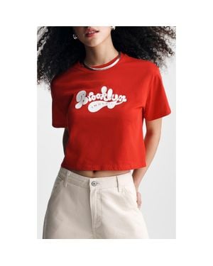Brooklyn Industries Logo Cotton Graphic T-Shirt - Red