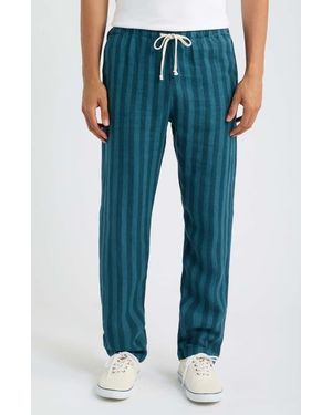 Alex Crane Bo Linen Drawstring Pants - Blue