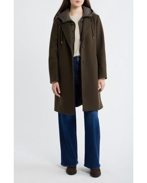 Lucky Brand Walker Coat With Hooded Bib Inset - Black
