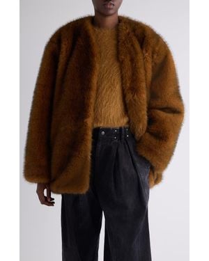 Isabel Marant Aglae Boxy Faux Fur Coat - Brown