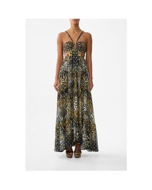 CAMILLA Gathered Cut Out Dress - Green