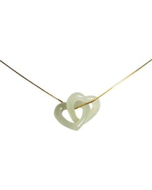 seree The Hearts Interlocking Jade Pendant Necklace - Metallic